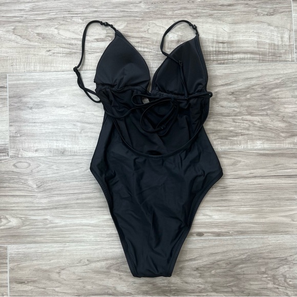 J. Crew Strappy Plunge with Beads One-piece Swimsuit Black Size 4 NWT - Picture 6 of 12